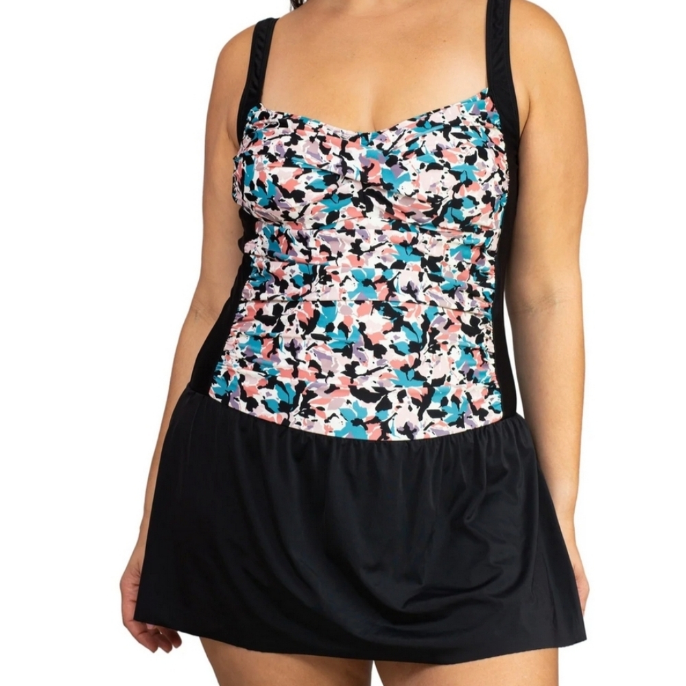 Heat Swimsuit Twist Front Skater One Piece Plus Size 22W